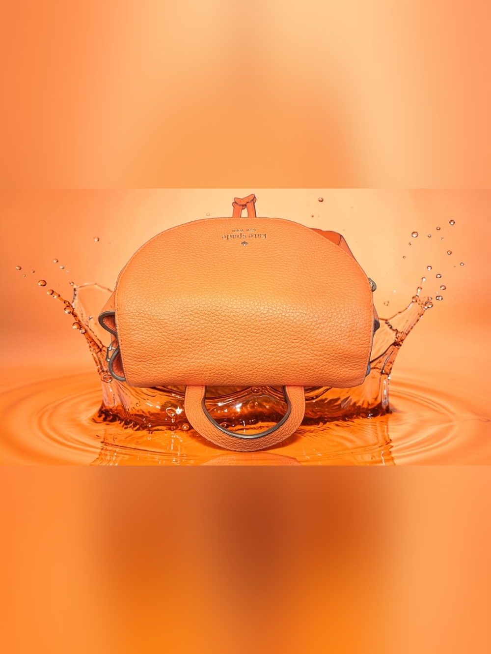 Kate Spade Leila Medium Flap Backpack In Orange & Couple Of Charms - Picture 8 of 16